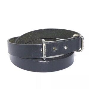 Auth HERMES Bracelet Black/Silver Leather/Metal -